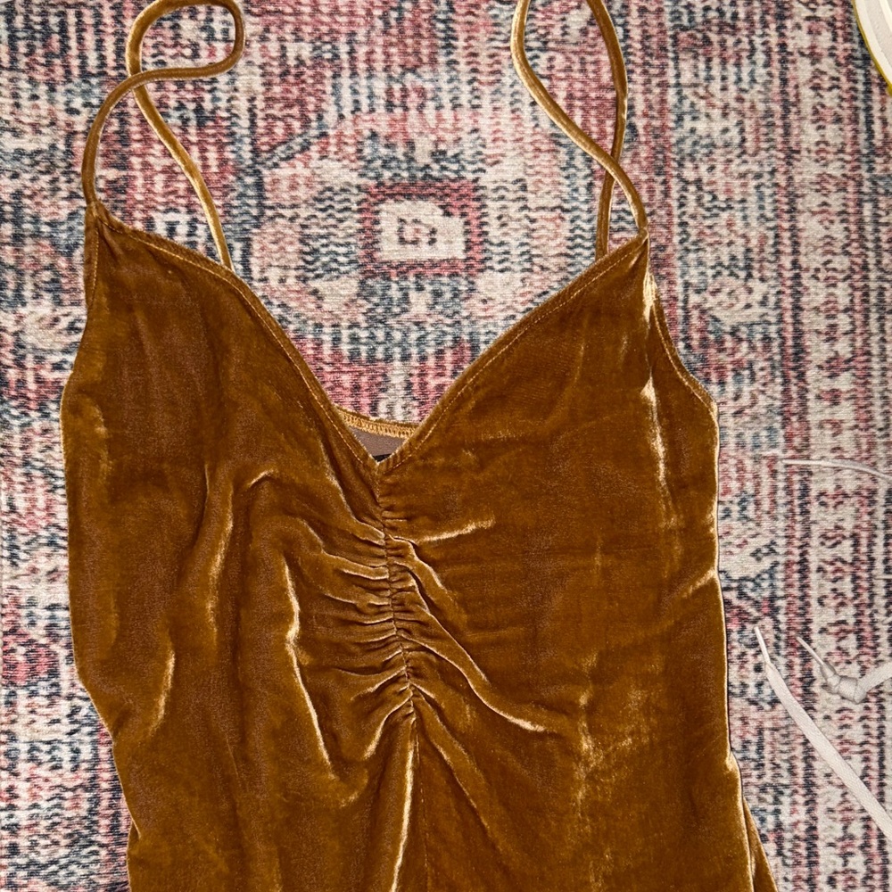 Reformation Velvet Ruched Spaghetti Strap Top